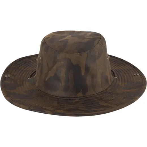 FWRD Oilskin Camo Bush Hat Choc Front