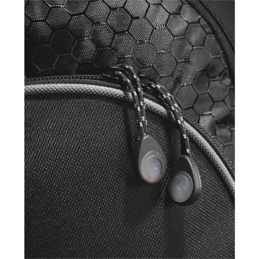 Hexagon Backpack Close Up Zips