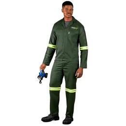 Acid Resistant Polycotton Conti Suit - Reflective Arms & Legs - Yellow Tape