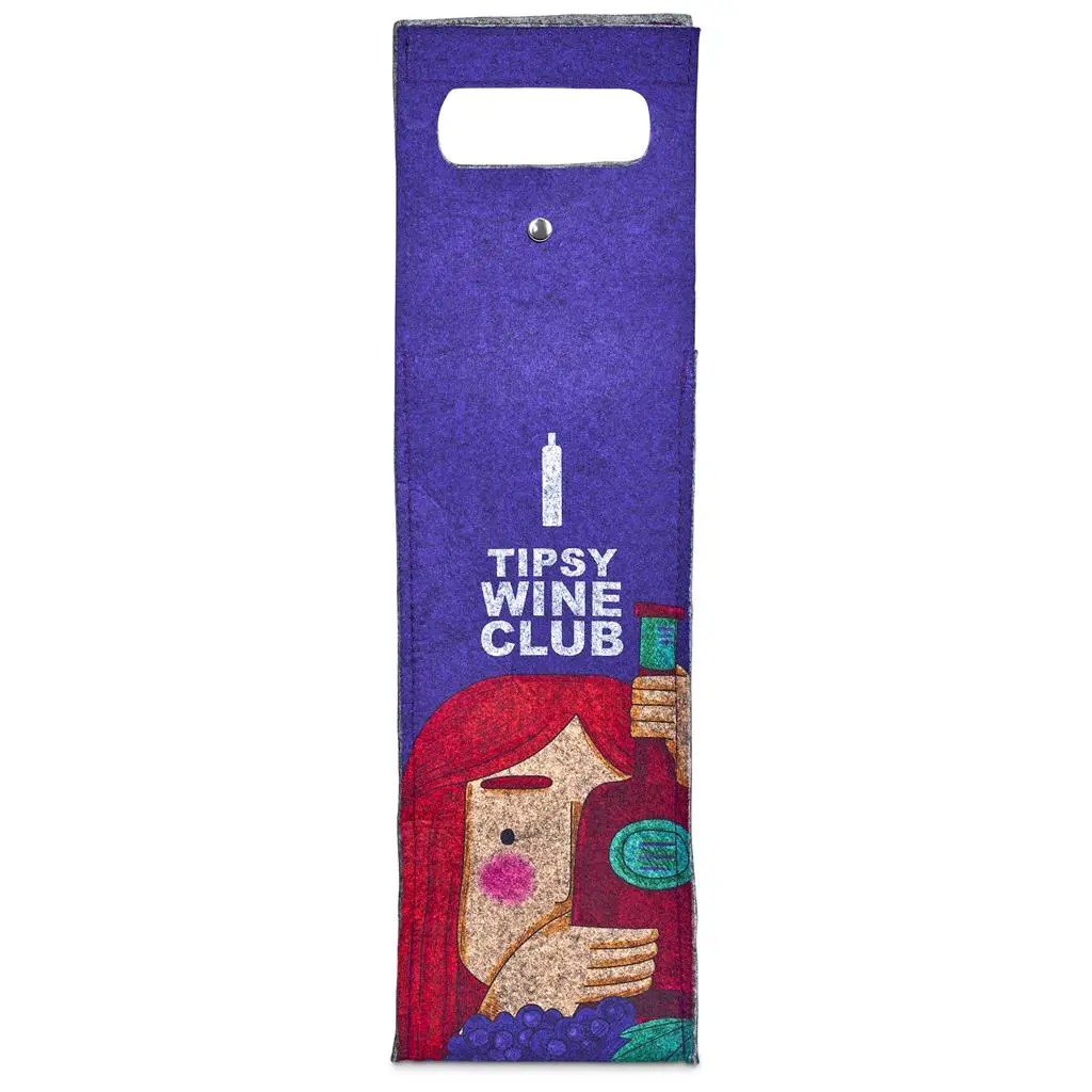 Hoppla Velto RPET Felt Single Wine Bottle Carrier