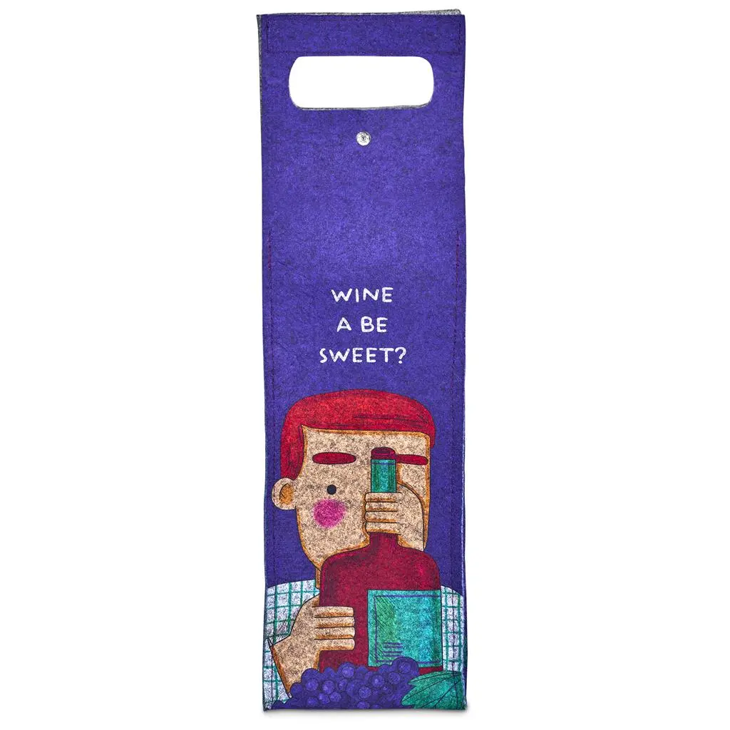 Hoppla Velto RPET Felt Single Wine Bottle Carrier