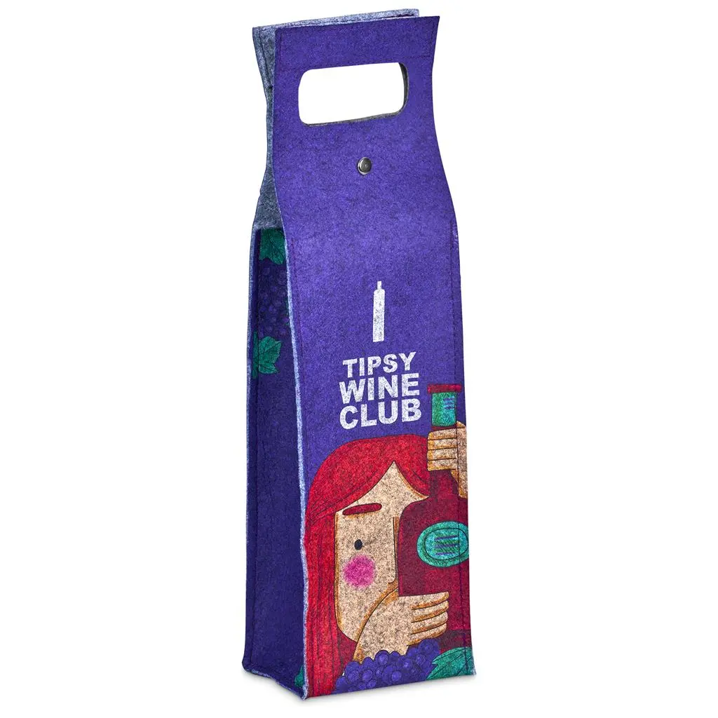 Hoppla Velto RPET Felt Single Wine Bottle Carrier