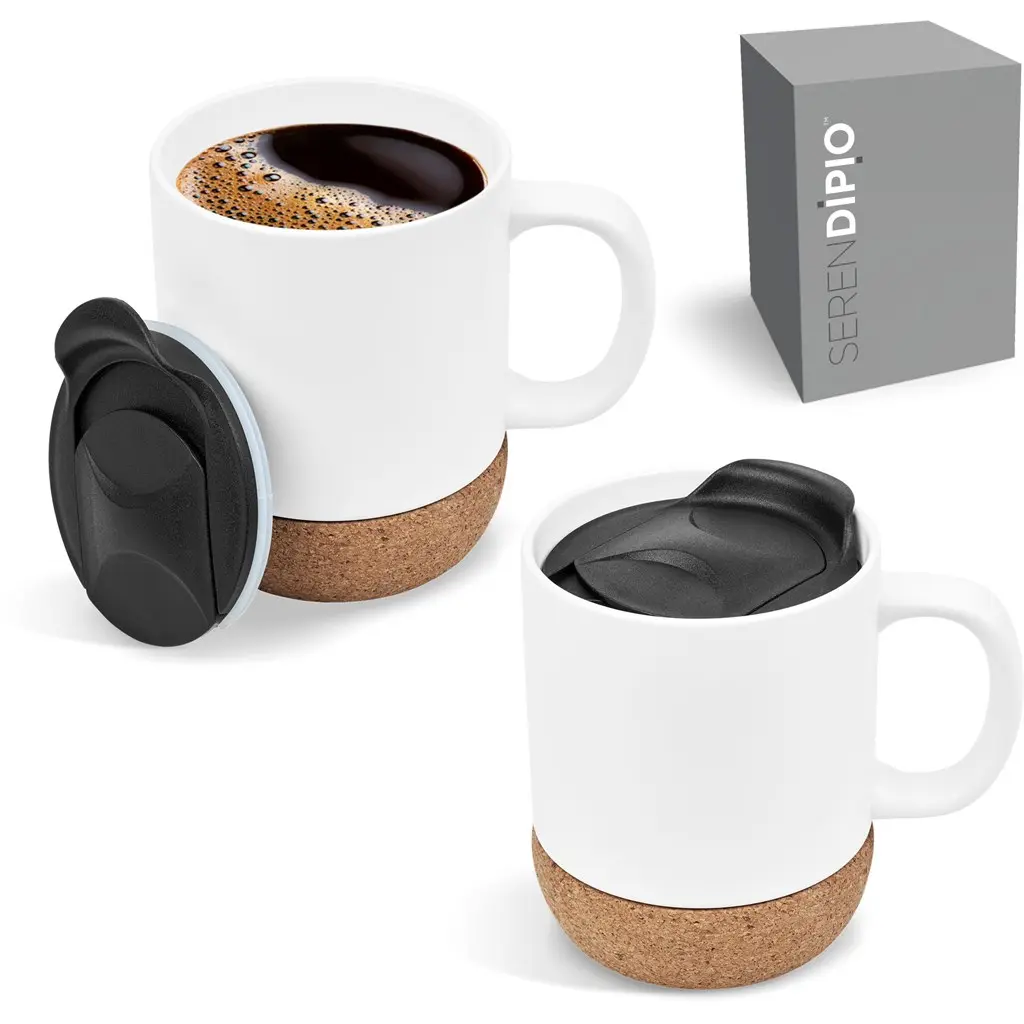 Serendipio Sienna Cork & Ceramic Sublimation Coffee Mug