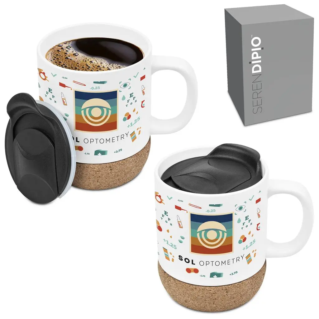 Serendipio Sienna Cork & Ceramic Sublimation Coffee Mug