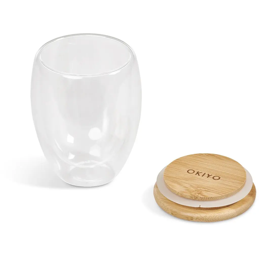 Okiyo Moco Glass & Bamboo Double-Wall Cup