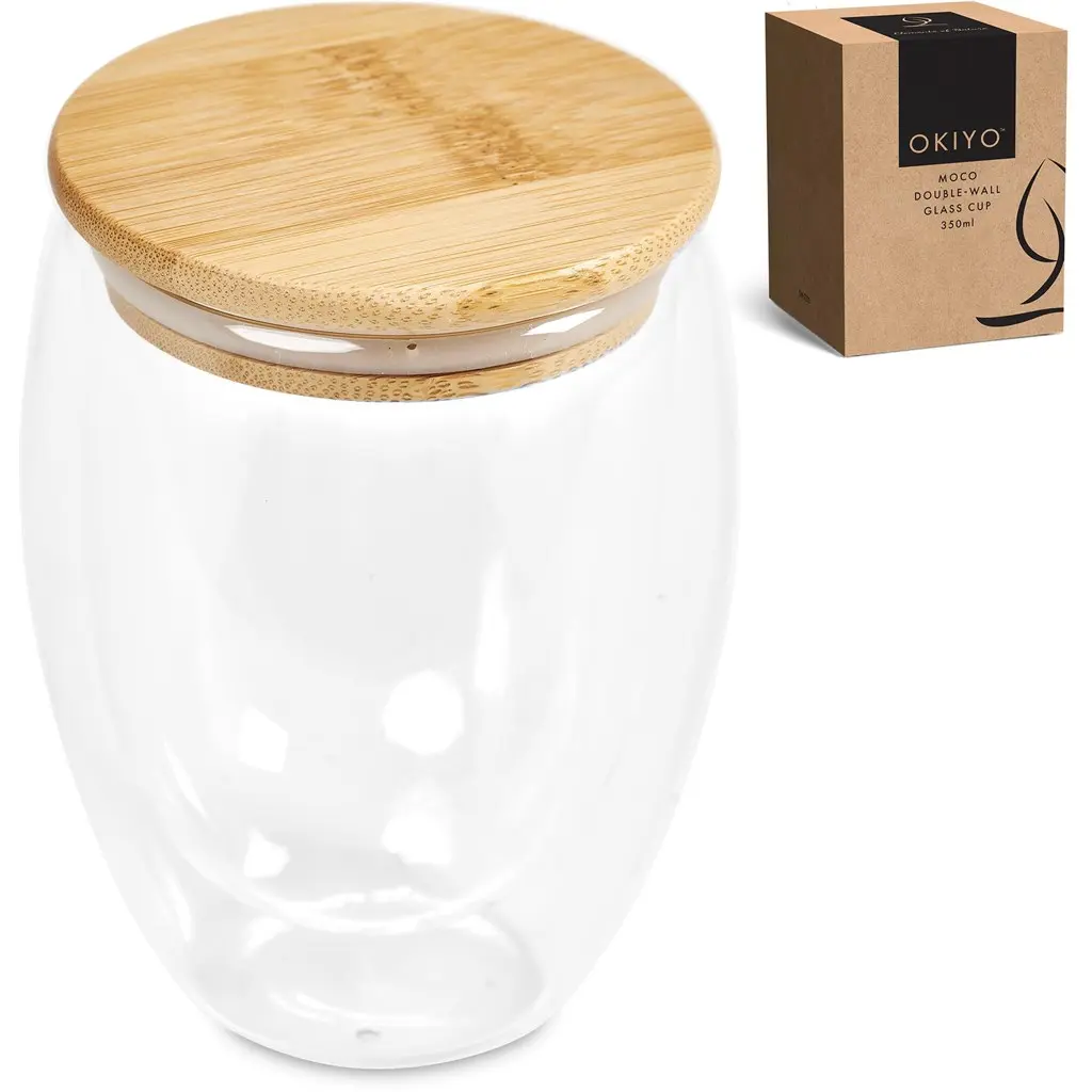 Okiyo Moco Glass & Bamboo Double-Wall Cup