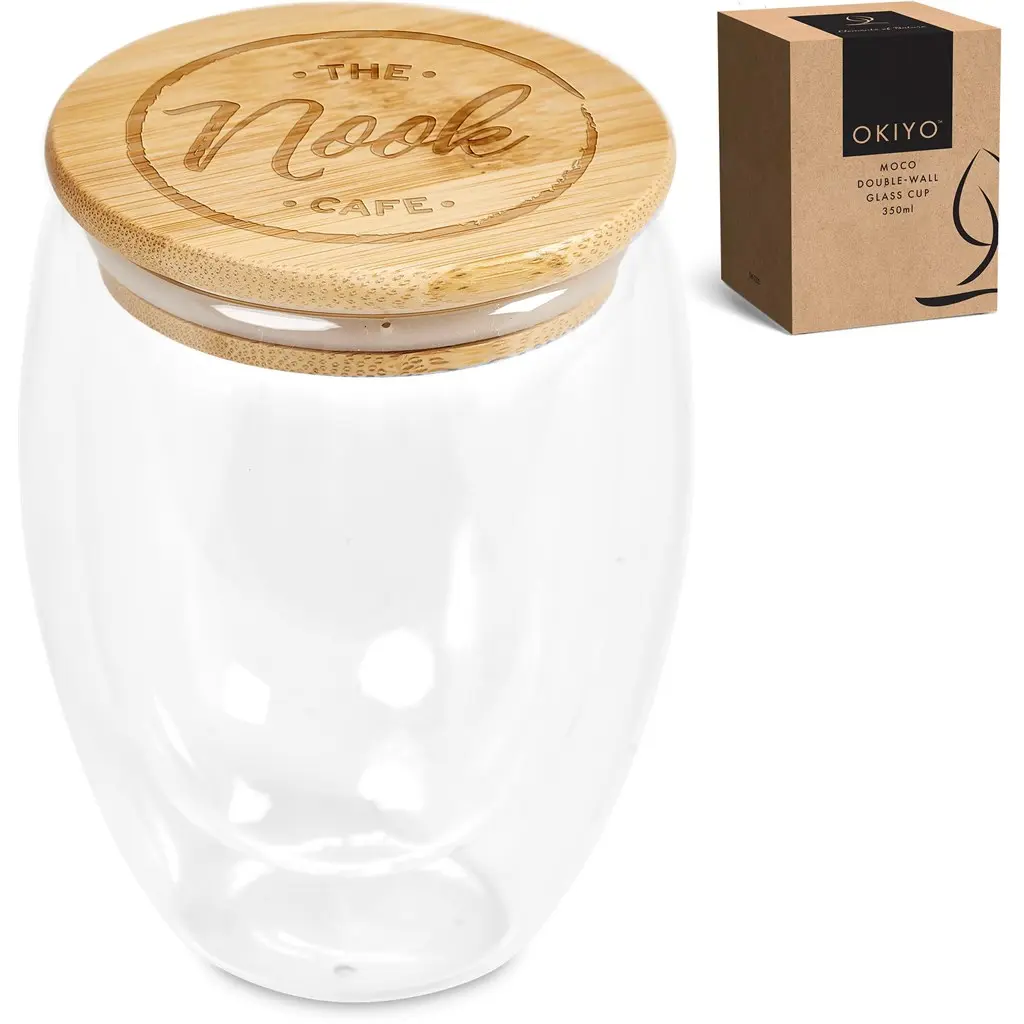 Okiyo Moco Glass & Bamboo Double-Wall Cup