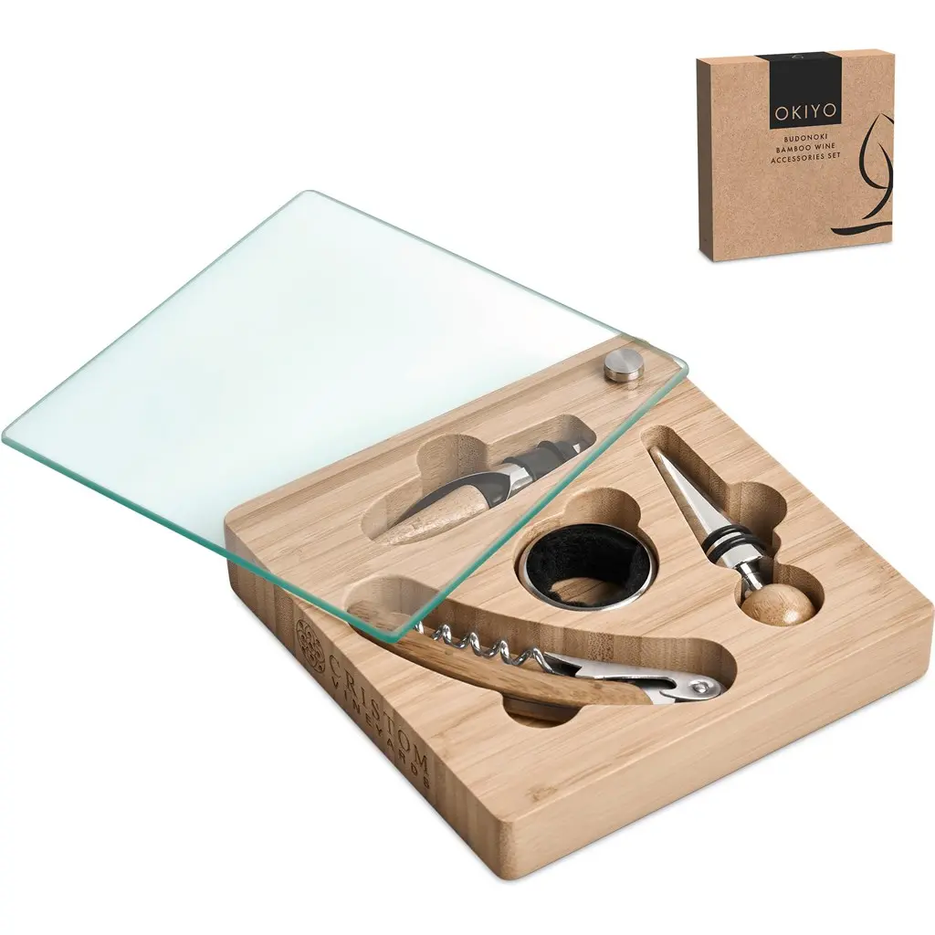 Okiyo Budonoki Bamboo Wine Accessories Set