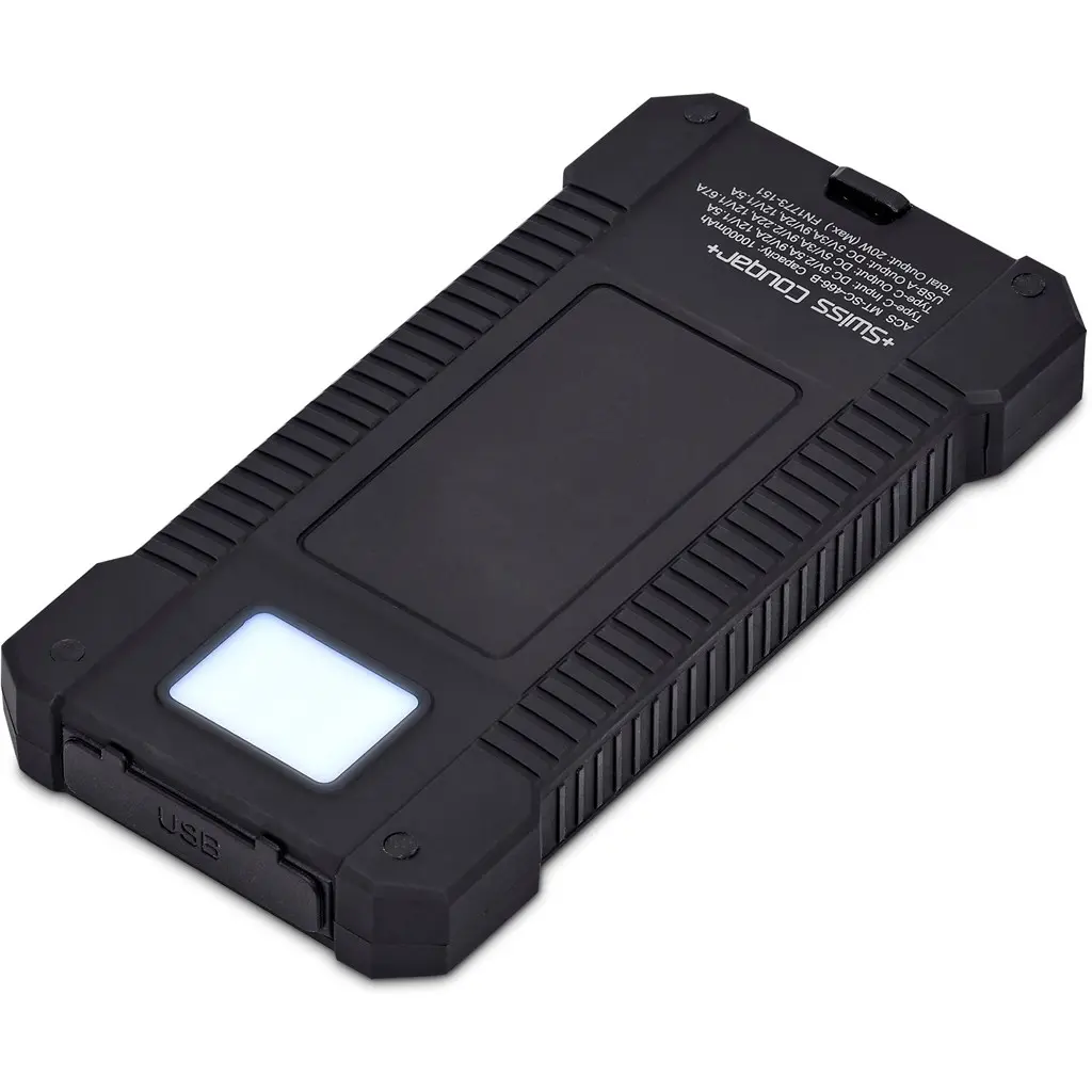 Swiss Cougar Durban Fast Charge 20W Solar Power Bank - 10000mAh