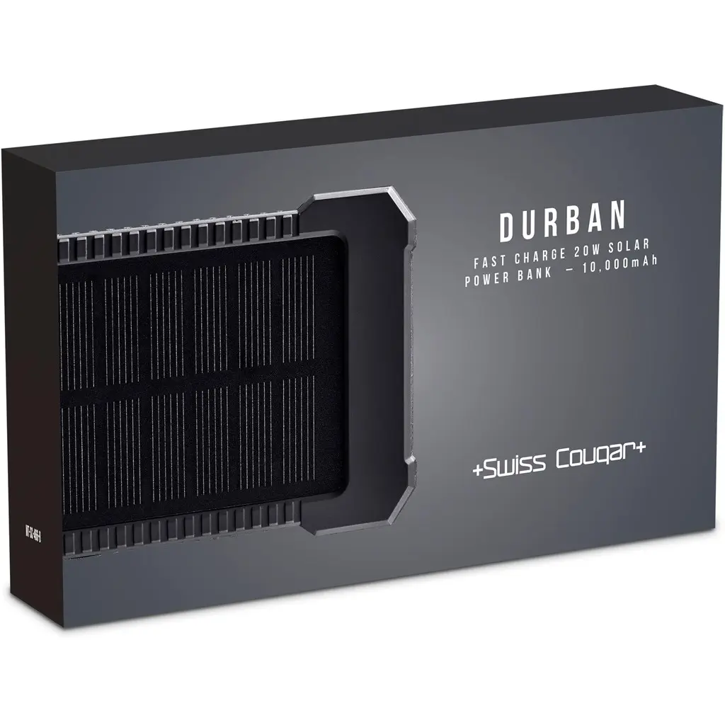 Swiss Cougar Durban Fast Charge 20W Solar Power Bank - 10000mAh