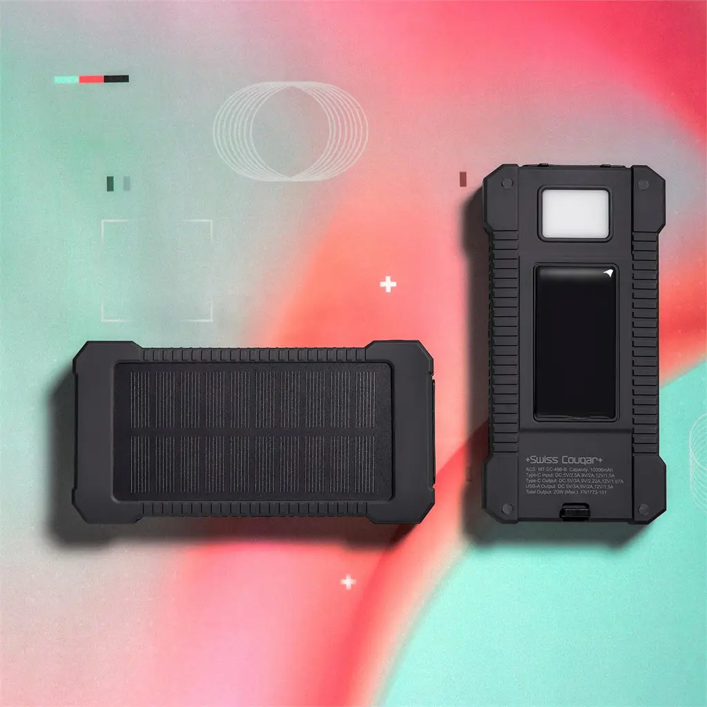 Swiss Cougar Durban Fast Charge 20W Solar Power Bank - 10000mAh